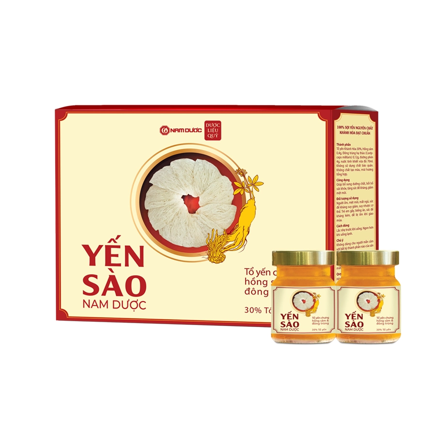 Yến sào Nam Dược tổ yến chưng hồng sâm và đông trùng 