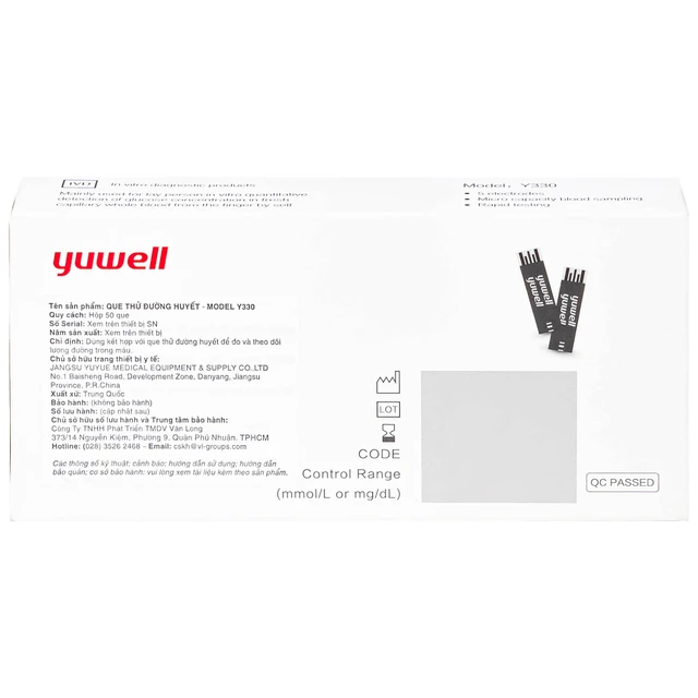 Que thử đường huyết Yuwell Y330 (hộp 50 que)