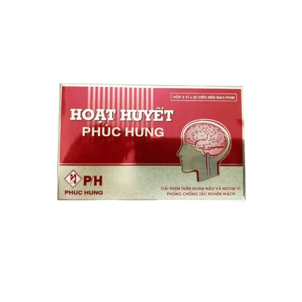 Thuốc Hoạt Huyết Phúc Hưng cải thiện tuần hoàn não và ngoại vi (2 vỉ x 20 viên)