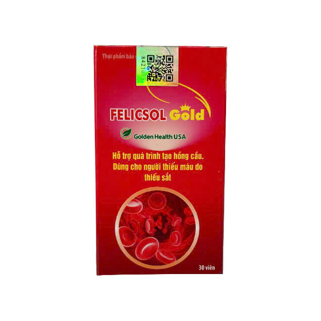 Hỗ trợ quá trình tạo hồng cầu, giảm nguy cơ thiếu máu do thiếu sắt Felicsol Gold