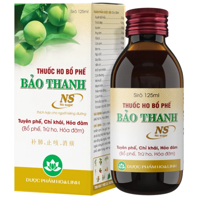 Thuốc ho bổ phế Bảo Thanh NS không đường hỗ trợ điều trị viêm phổi, viêm họng, viêm phế quản (125ml)