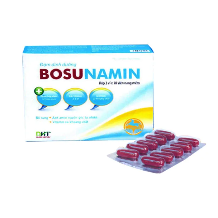 Bosunamin (viên nang mềm), hỗ trợ bồi bổ, tăng cường sức khỏe, nâng cao sức đề kháng, hỗ trợ bổ sung canxi