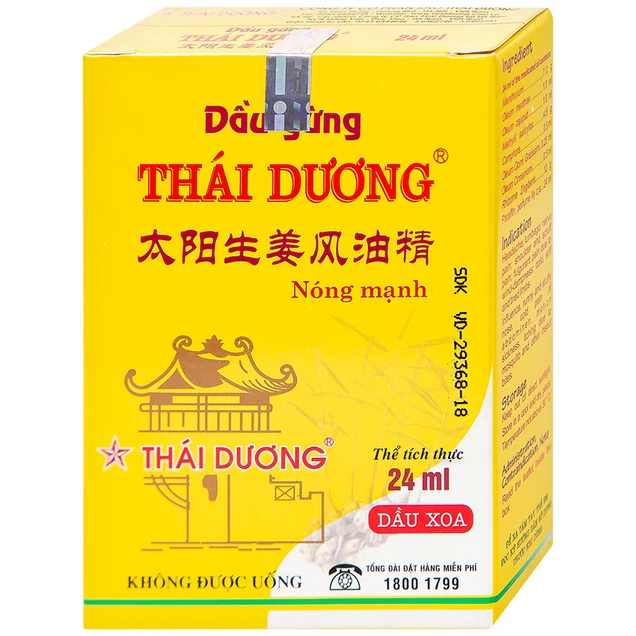 Dầu gừng Thái Dương điều trị đau đầu, đau lưng, đau dây thần kinh vai gáy