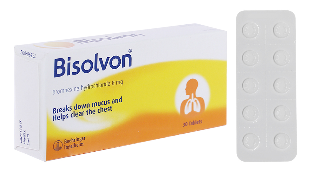 Thuốc Bisolvon 8mg Boehringer làm loãng đờm, tiêu chất nhầy (3 vỉ x 10 viên)