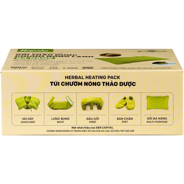 Gối thảo dược chườm nóng lạnh đa năng Hapaku giúp giảm nhức mỏi, thư giãn cơ thể - kích thước 27*17cm (dùng lò vi sóng)