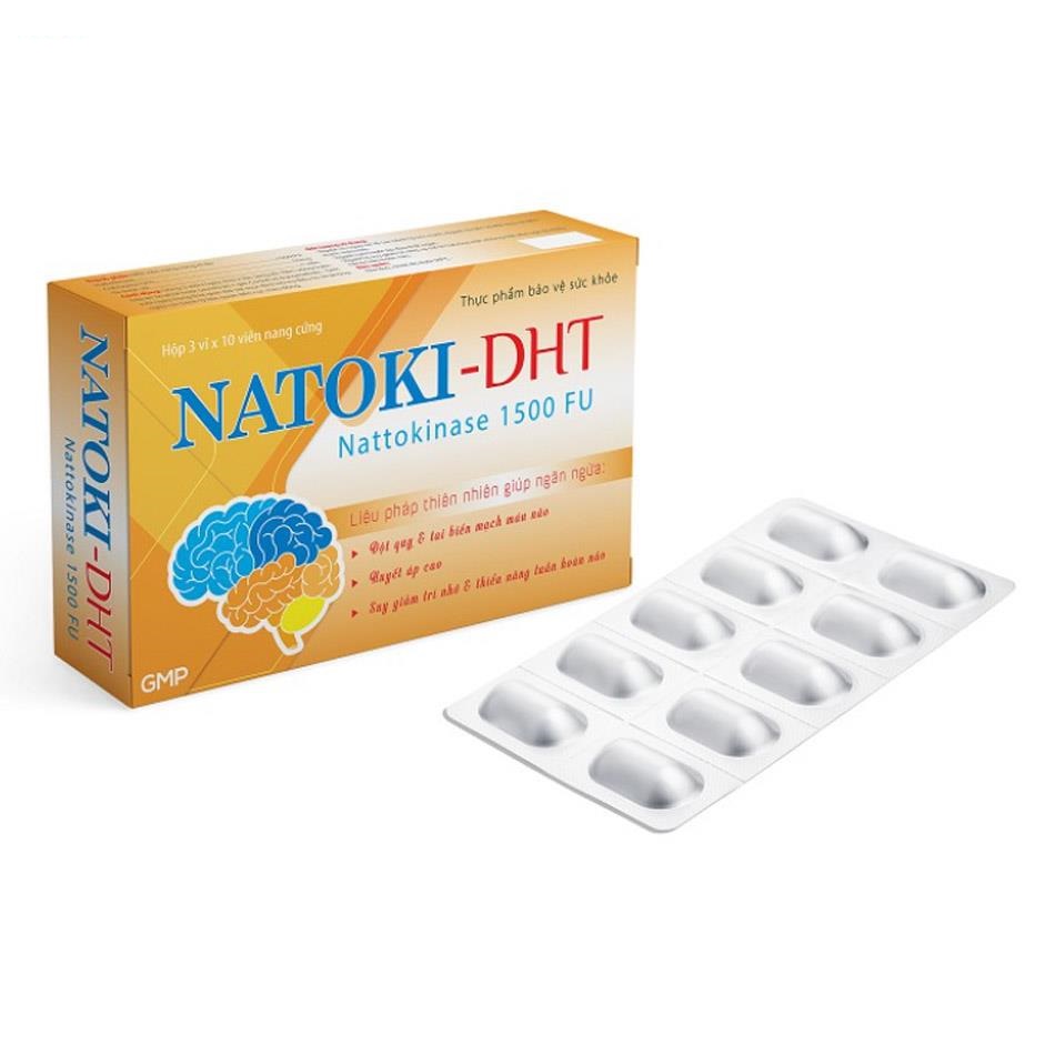 Tăng tuần hoàn và lưu thông máu Nattoki-DHT hộp 3 vỉ x 10 viên