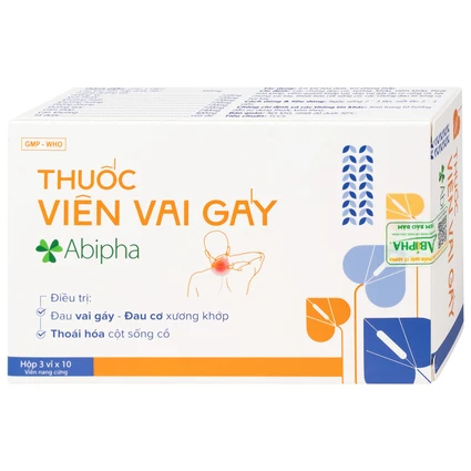 Viên vai gáy Abipha giảm đau nhức vai gáy, cơ xương khớp, tăng cường lưu thông khí huyết (3 vỉ x 10 viên)