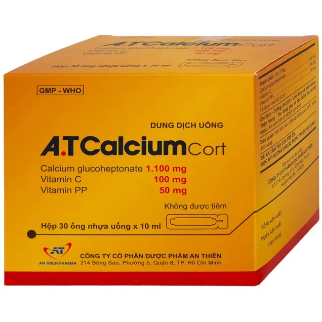 Dung dịch uống A.T Calcium Cort An Thiên bổ sung vitamin và khoáng chất cho cơ thể (30 ống x 10ml)