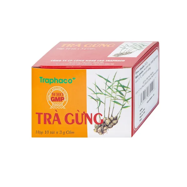 Trà Gừng Traphaco điều trị đau bụng do lạnh, đầy trướng, không tiêu (10 gói x 3g)