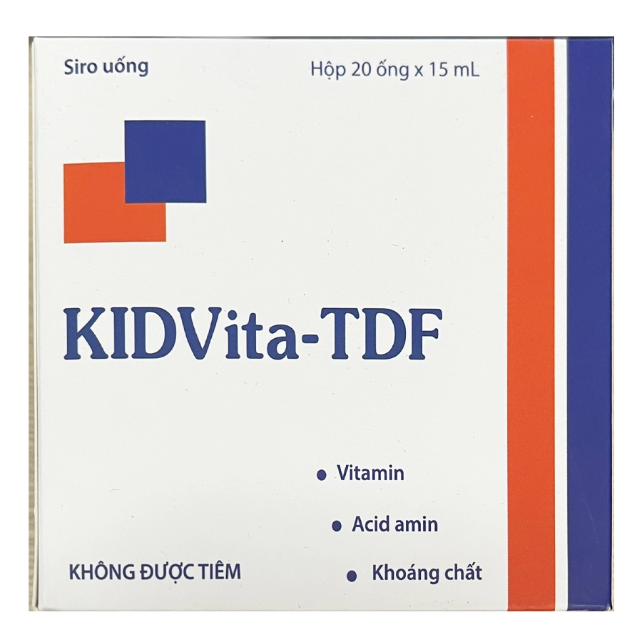 Siro uống KIDVita-TDF bổ sung acid amin, vitamin, khoáng chất và tăng sức đề kháng (20 ống x 15ml)