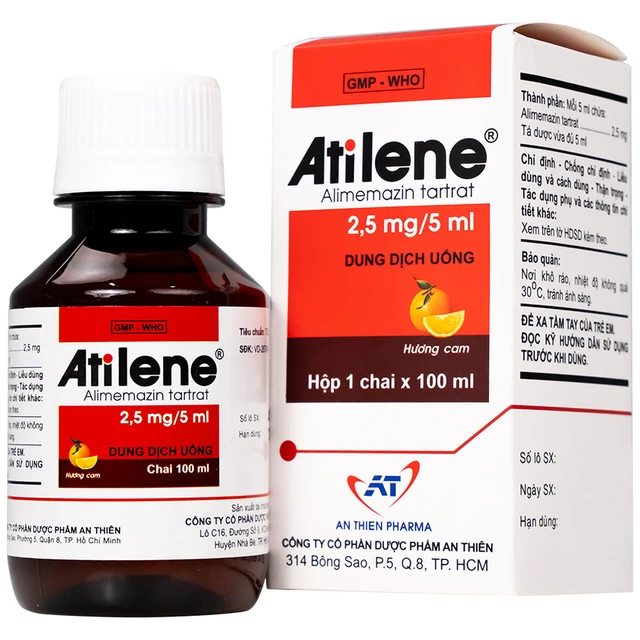 Thuốc Atilene 2.5mg/5ml An Thiên điều trị các bệnh hô hấp, viêm mũi, hắt hơi, sổ mũi (100ml)