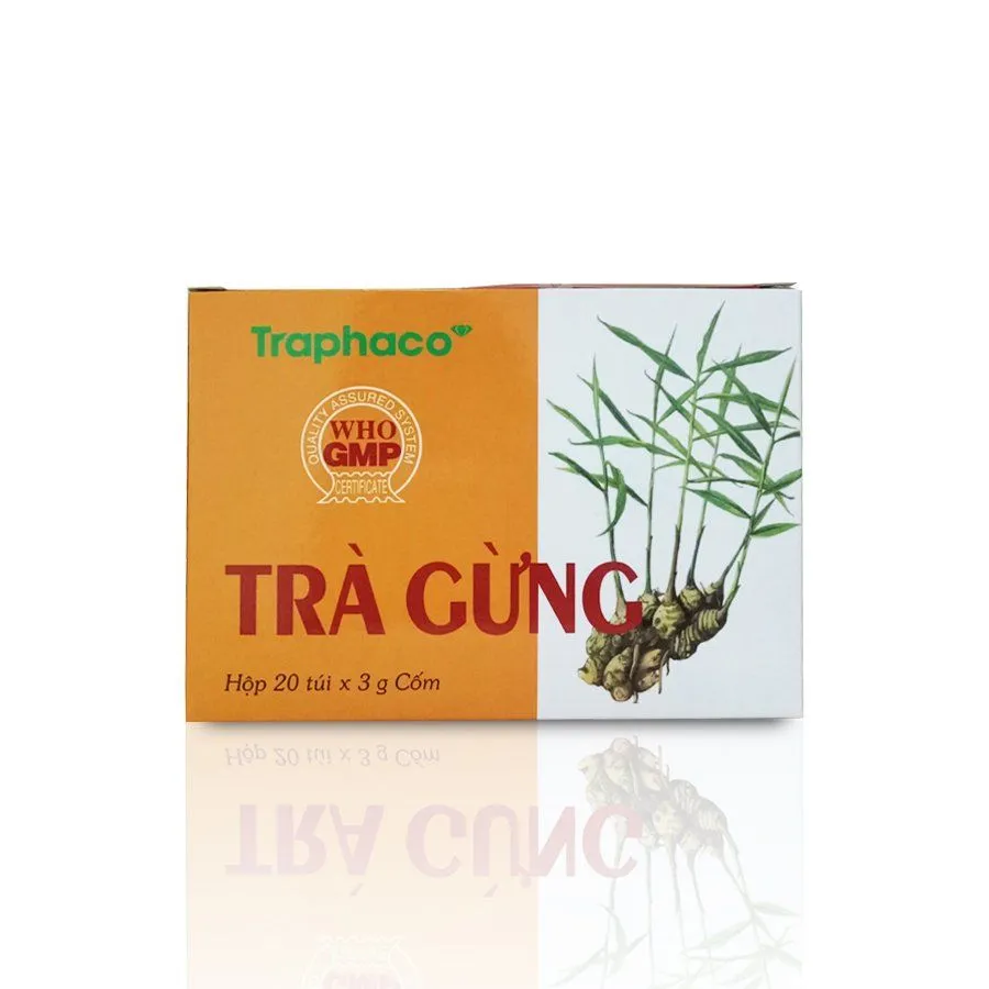 Trà Gừng Traphaco điều trị đau bụng do lạnh, đầy trướng, không tiêu (20 gói x 3g)