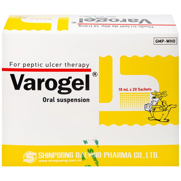 Hỗn dịch uống Varogel Shinpoong Deawoo điều trị viêm loét dạ dày, tá tràng (20 gói x 10ml)