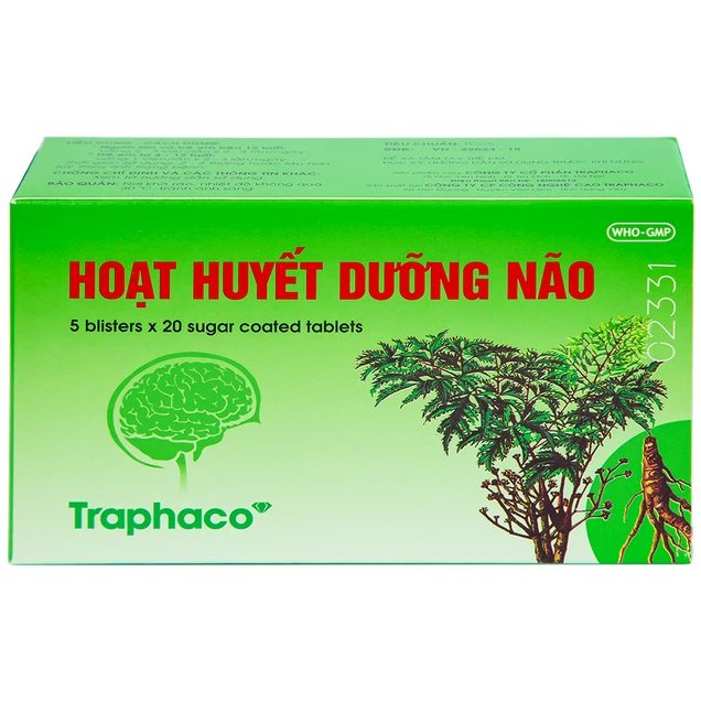 Thuốc Hoạt Huyết Dưỡng Não bao đường Traphaco điều trị suy giảm trí nhớ, căng thẳng thần kinh