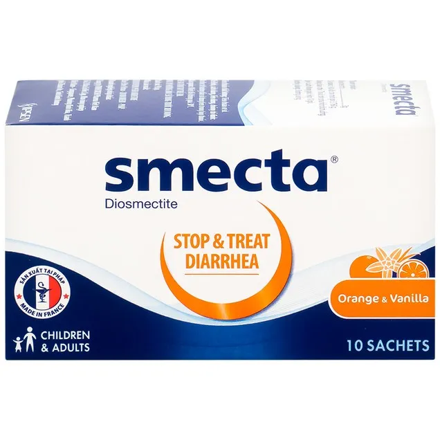 Thuốc bột pha hỗn dịch uống Smecta Ipsen hương cam & vani điều trị tiêu chảy, bảo vệ niêm mạc tiêu hoá (10 gói)