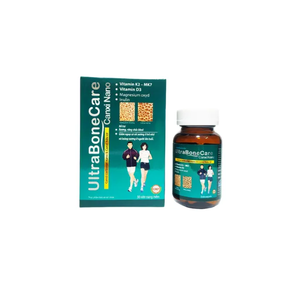 Viên Uống Bổ Sung Canxi Nano Ultra Bone Care - Khỏi Lo Chuột Rút Tê Bì Chân Tay - Mk7 Tăng Hấp Thu Canxi - Lọ 30 Viên