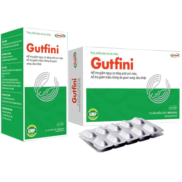 Gutfini, hỗ trợ giảm nguy cơ acid uric máu cao và giảm triệu chứng gout