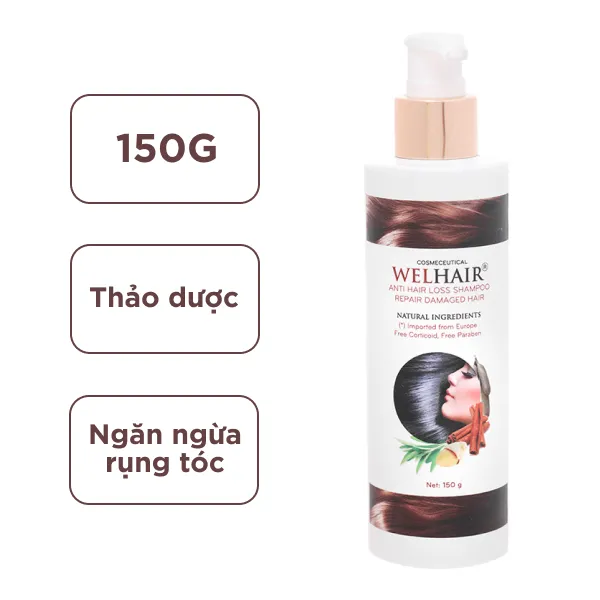 Dầu gội Welhair, hỗ trợ phục hồi tóc hư tổn, ngăn ngừa rụng tóc ( lọ 150g )