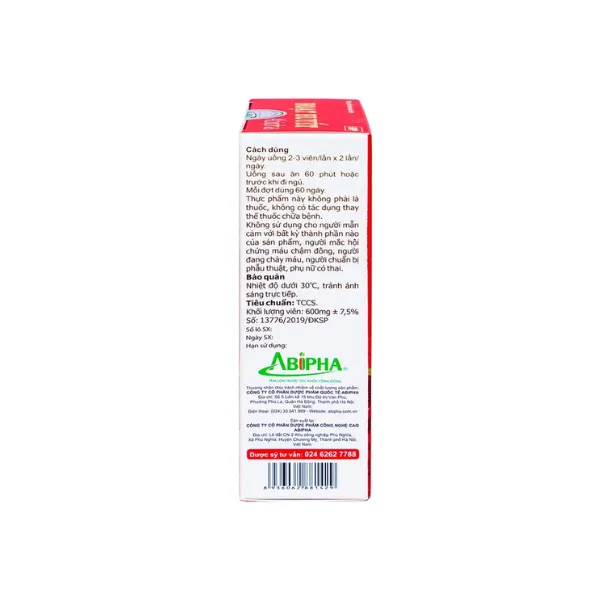 Viên uống Hoạt Huyết Abipha hỗ trợ tăng cường lưu thông máu não (3 vỉ x 10 viên)