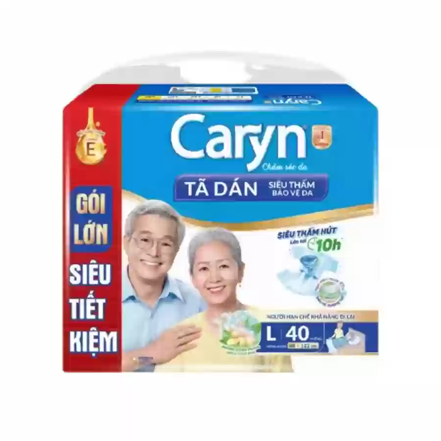 Tã dán Caryn siêu thấm L40 (68-122cm, 40 miếng)