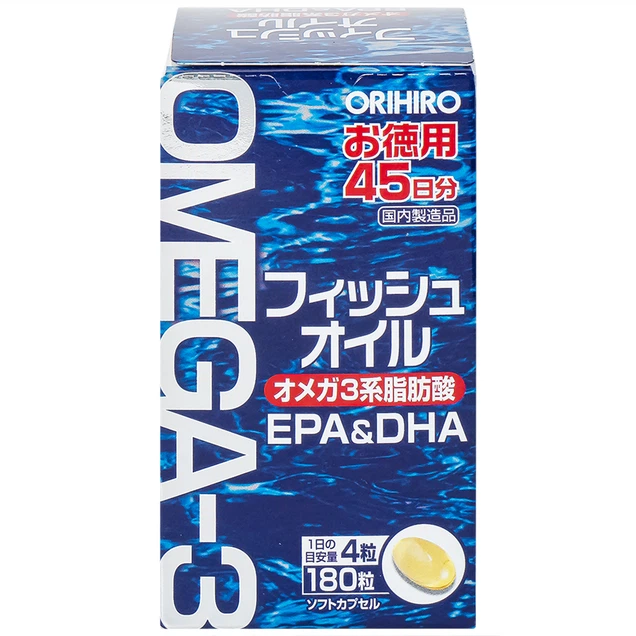 Viên uống Orihiro Fish Oil hỗ trợ tốt cho não bộ và thị lực (180 viên)