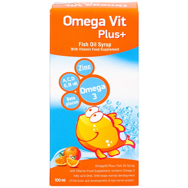 Siro Omega Vit Plus+ Botafarma hỗ trợ tăng khả năng chống oxy hóa, tốt cho não bộ và mắt ( Lọ 100ml )