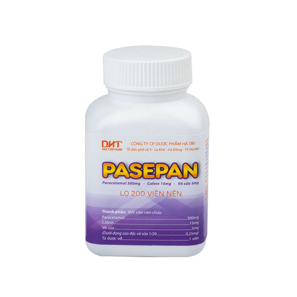 Viên nén Pasepan Hà tây hạ sốt, giảm đau, điều trị cảm lạnh, cảm cúm, nhức đầu lọ 200 viên